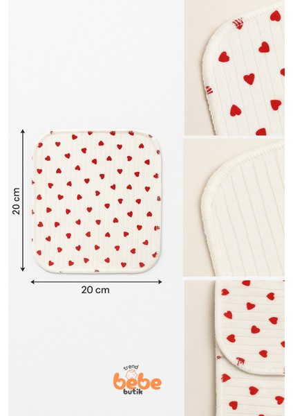 7’li Minik Kalp Desenli Pamuk Ribana Bebek Ağız Mendili Yumuşak ve Emici Ağız Bezi Seti 20X20CM fırsatları