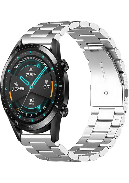 Huawei Watch Gt2 46MM Uyumlu Kordon Klasik Baklava Model Paslanmaz Çelik Metal Kayış