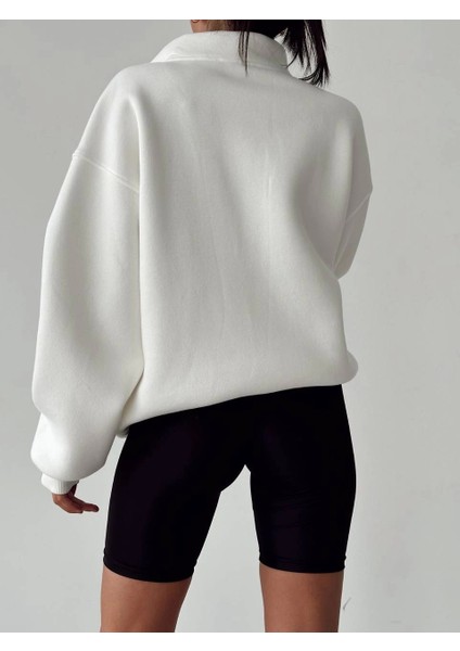 Nyc Baskılı Fermuarlı Beyaz Sweatshirt fırsatları