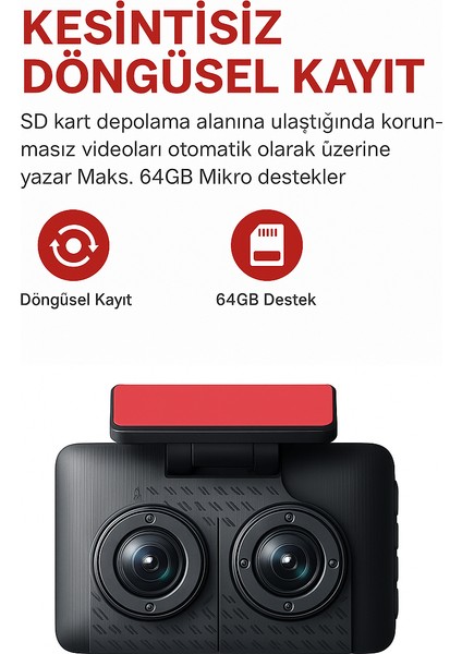 Araç Kamerası Yüksek Tanımlı Ekran 170 Derecelik Geniş Açılı Görüş Yönü 3 Kamera Bir Arada fırsatları