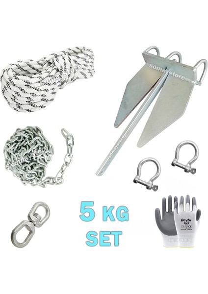 Marine Tekne ve Şişme Bot Için Hazır Çapa Seti Danfort Çıpalı 5 KG