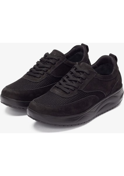 Hakiki Deri-Triko Erkek Günlük Yürüyüş Ayakkabısı - 2550 Nt-Siyah KK064 fırsatları