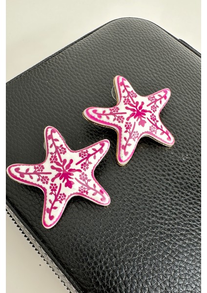 Çiçek Desenli Deniz Yıldızı Küpe (5cm) modelleri