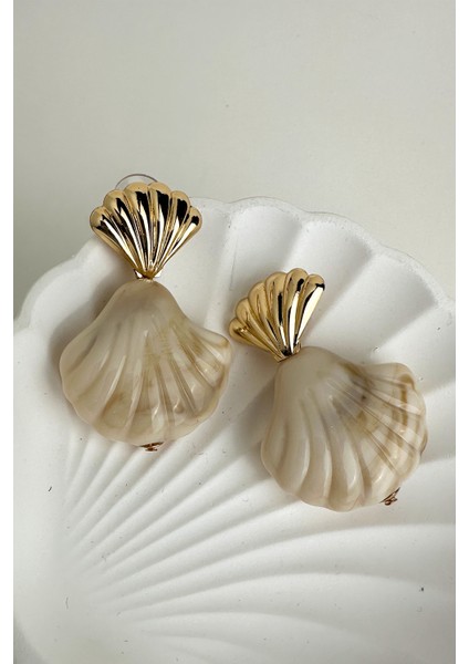 Metal Detay Akrilik Deniz Kabuğu Küpe (5cm) fiyatları