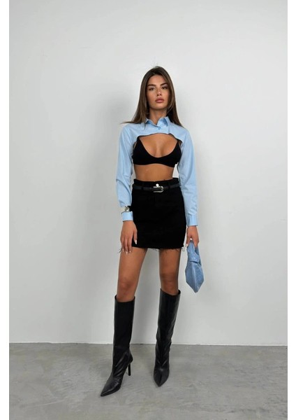 Oval Kesim Crop Gömlek