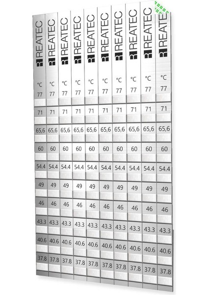 Sıcaklık Ölçüm Etiketi – Termal Renk Değişimli – 54,4C°-104C° – Endüstriyel Isı Göstergesi – 10’lu / 100’LÜ Seçenekli