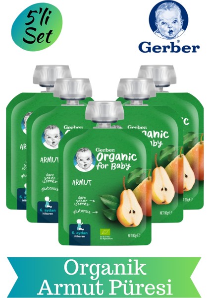 Organik Yulaflı Elma Çilek ve Muz Püre 110G 5'li Set