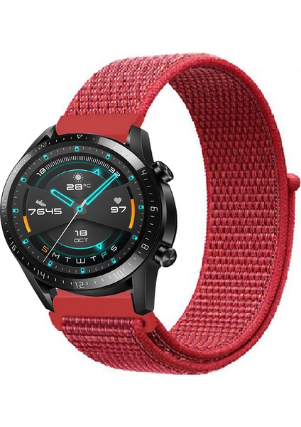 Huawei Watch Gt2 46MM Akıllı Saat Uyumlu Spor Kumaş Desenli Cırt Cırtlı Kordon Kayış