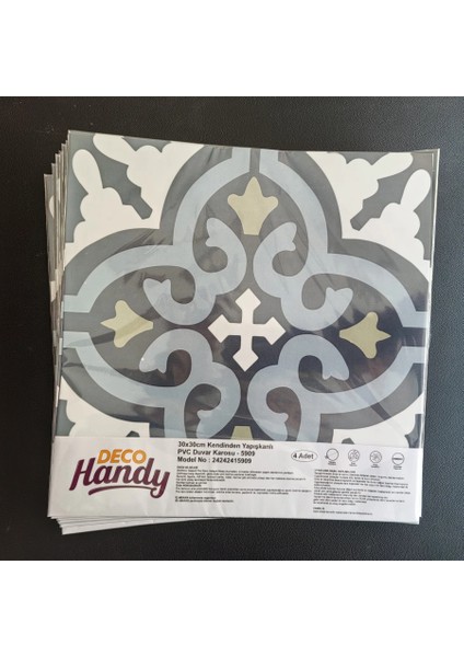 Decohandy Pvc Duvar Karosu 30X30CM 4'lü Paket - Çini Desen 0,36M2