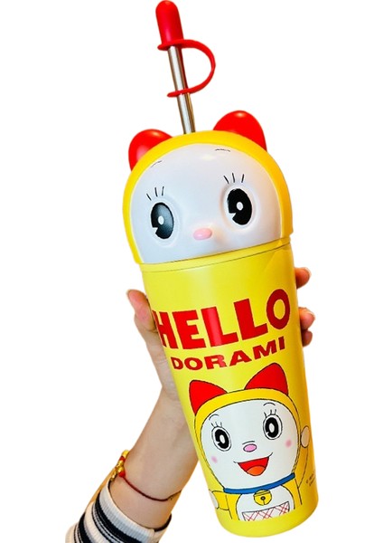 Doraemon Ice Bardağı 304 Paslanmaz Çelik Yalıtımlı Dak Pipetli Dak Yüksek Değerli Su Dakları (Yurt Dışından)