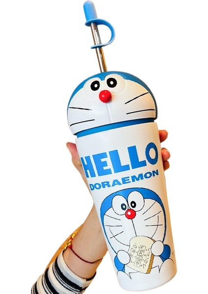 Doraemon Ice Bardağı 304 Paslanmaz Çelik Yalıtımlı Dak Pipetli Dak Yüksek Değerli Su Dakları (Yurt Dışından)