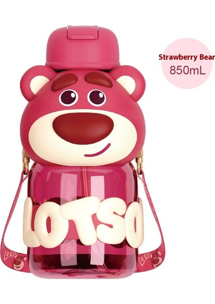 Çilek Ayı Serisi Yalıtımlı Kupa Yüksek Değerli Taşınabilir Sevimli Kupa Damla Geçirmez Pipetli Kur (Yurt Dışından)