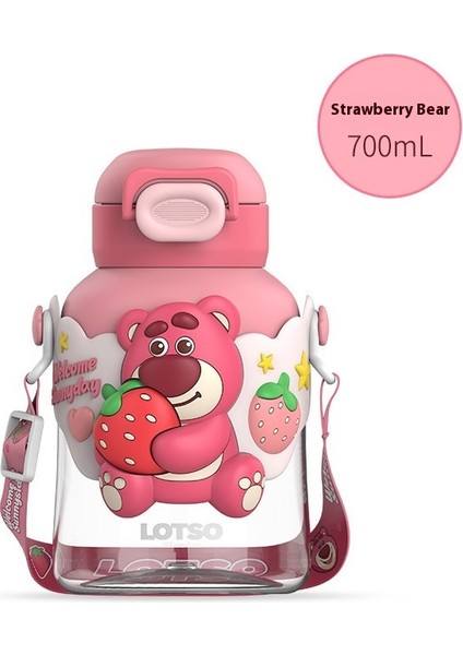 Çilek Ayı Serisi Yalıtımlı Kupa Yüksek Değerli Taşınabilir Sevimli Kupa Damla Geçirmez Pipetli Kur (Yurt Dışından)