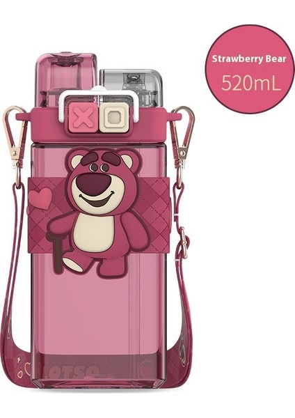 Çilek Ayı Serisi Yalıtımlı Kupa Yüksek Değerli Taşınabilir Sevimli Kupa Damla Geçirmez Pipetli Kur (Yurt Dışından)