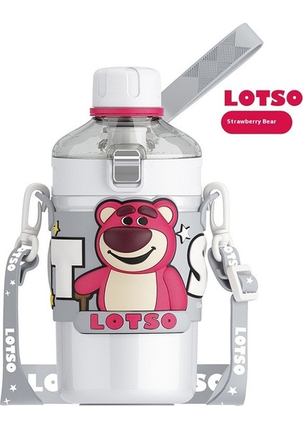 Çilek Ayı Serisi Yalıtımlı Kupa Yüksek Değerli Taşınabilir Sevimli Kupa Damla Geçirmez Pipetli Kur (Yurt Dışından)