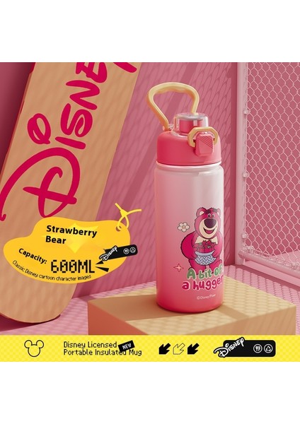 Çilek Ayı Serisi Yalıtımlı Kupa Yüksek Değerli Taşınabilir Sevimli Kupa Damla Geçirmez Pipetli Kupa (Yurt Dışından)