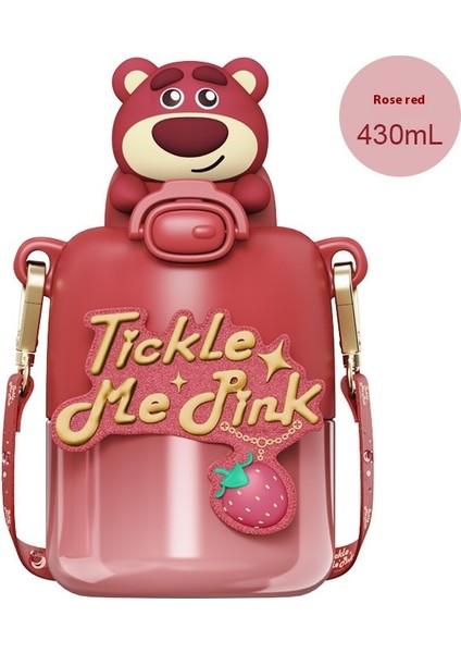 Çilek Ayı Serisi Yalıtımlı Kupa Yüksek Değerli Taşınabilir Sevimli Kupa Damla Geçirmez Pipetli Kur (Yurt Dışından)