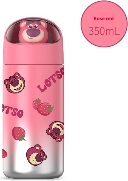 Çilek Ayı Serisi Yalıtımlı Kupa Yüksek Değerli Taşınabilir Sevimli Kupa Damla Geçirmez Pipetli Kur (Yurt Dışından)