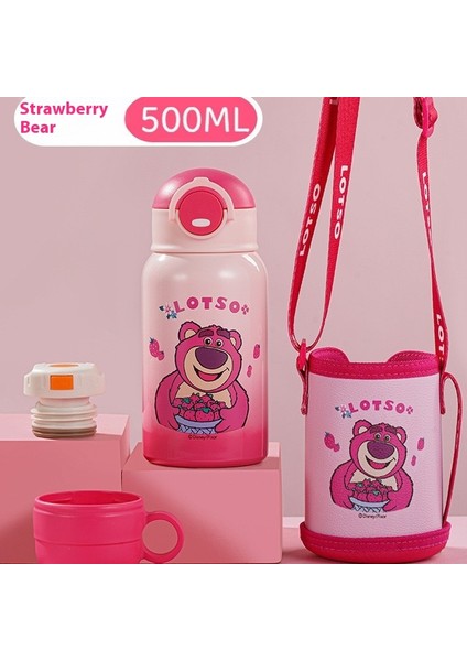 Çilek Ayı Serisi Yalıtımlı Kupa Yüksek Değerli Taşınabilir Sevimli Kupa Damla Geçirmez Pipetli Kupa (Yurt Dışından)