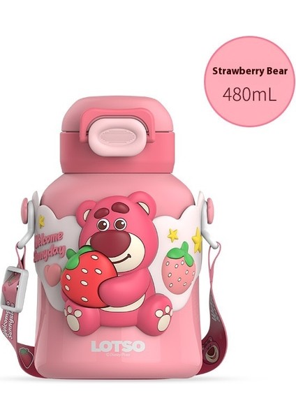 Çilek Ayı Serisi Yalıtımlı Kupa Yüksek Değerli Taşınabilir Sevimli Kupa Damla Geçirmez Pipetli Kur (Yurt Dışından)