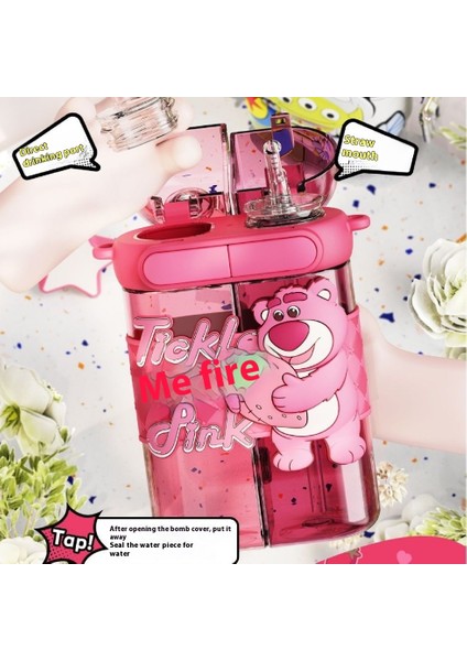 Çilek Ayı Serisi Yalıtımlı Kupa Yüksek Değerli Taşınabilir Sevimli Kupa Damla Geçirmez Pipetli Kupa (Yurt Dışından)