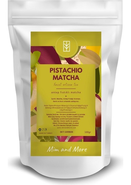 Pistachio Matcha - Antep Fıstığı Aromalı Matcha, 100 gr