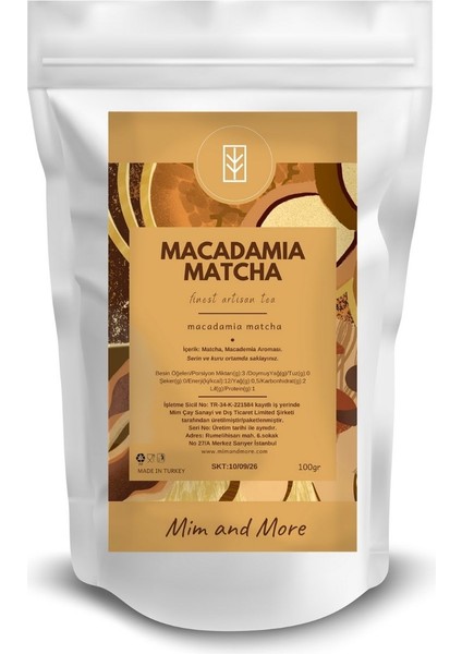 Macadamia Matcha - Makademio Fındık Aromalı Matcha 100 gr