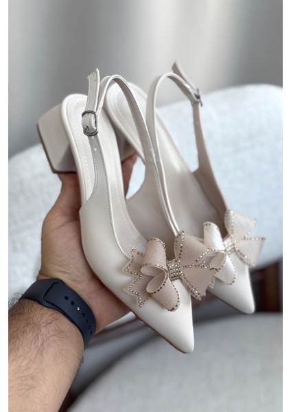 Kadın Howen Kısa Topuklu Ayakkabı - Ten Deri