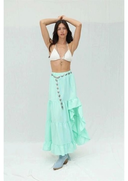 Audrey Fıfrlı Yırtmaç Detay Etek 4037 indirimleri