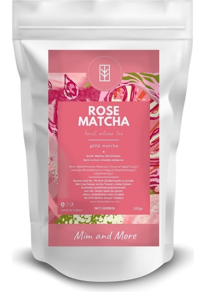 Rose Matcha - Gül Aromalı Matcha, 100 gr