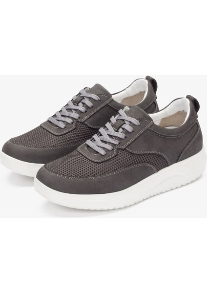 Hakiki Deri-Triko Erkek Günlük Yürüyüş Ayakkabısı - 2550 Nt-Gri KK064 fırsatları