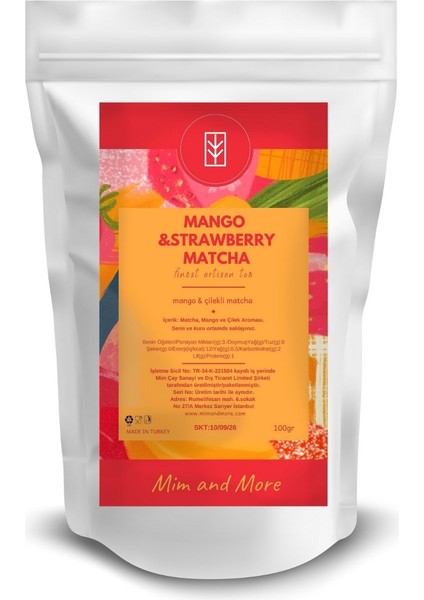Mango & Strawberry Matcha - Mango ve Çilekli Matcha 100 gr