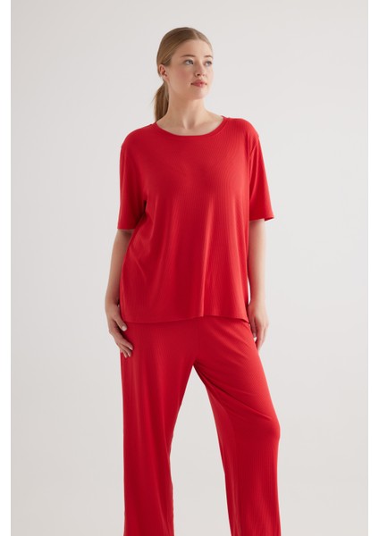 Kadın Plus Size Modal Kaşkorse Tshirt