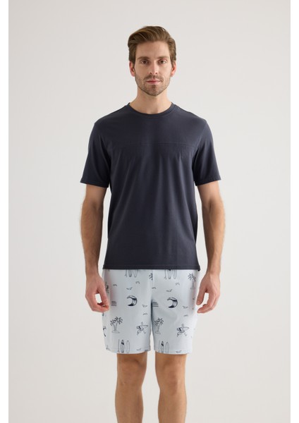 Erkek Pamuklu Kısa Kollu Pijama Üstü