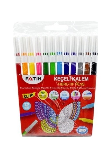 Keçeli Kalem Slim 12 Renk 2 Adet fiyatları