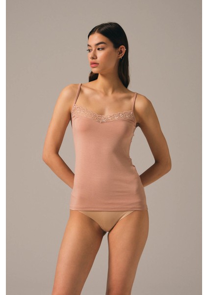 Basic Modal Ince Askılı Dantelli Atlet