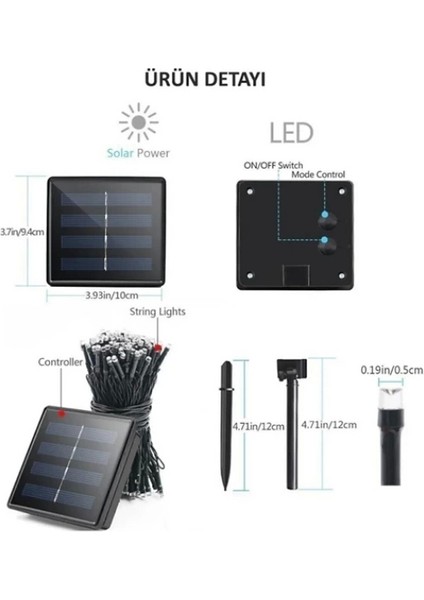 Solar 100 Ledli 12 Metre Bahçe Aydınlatma