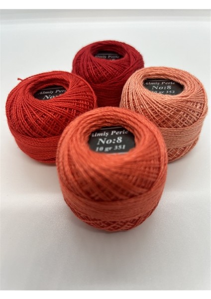 Almiş Perle 4 Lü İplik Seti (10 Gr-No:8) 321-666-351-352 modelleri