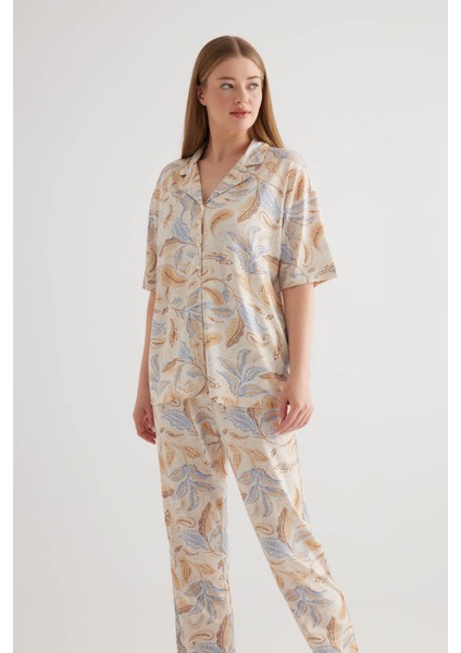 Kadın Plus Size Viscose Kısa Kollu Gömlek Pijama Üstü fiyatları