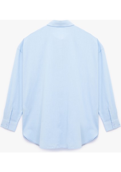 Pamuklu Klasik Yaka Düğmeli Uzun Kollu Oversize Gömlek fiyatları