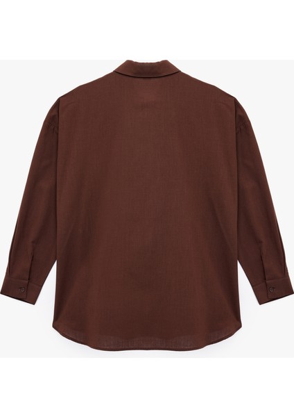 Pamuklu Klasik Yaka Düğmeli Uzun Kollu Oversize Gömlek fiyatları