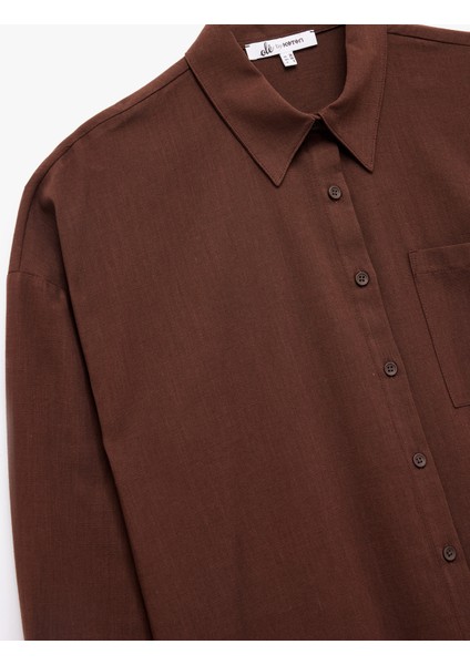 Pamuklu Klasik Yaka Düğmeli Uzun Kollu Oversize Gömlek modelleri