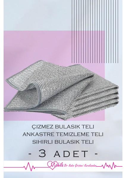 3 Adet Çift Katlı 30X30 Çizmez Bulaşık Teli, Inox Tel fiyatları