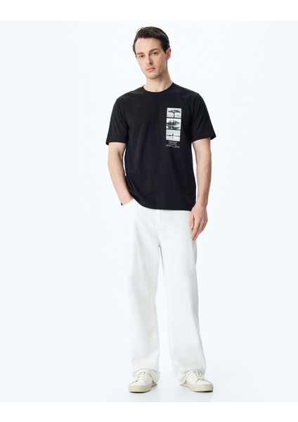Regular Fit Pamuklu Baskılı Kısa Kollu Bisiklet Yaka Tişört fiyatları