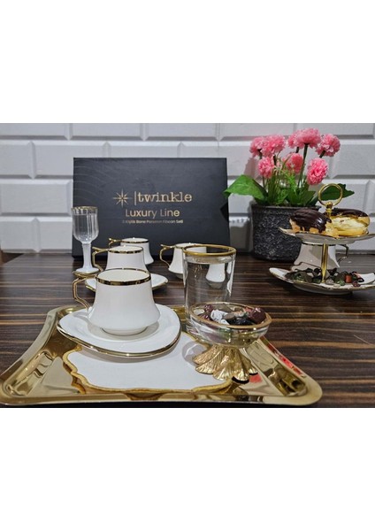 Luxury Gold Bone Porselen Kahve Fincan Takımı 03GLD01
