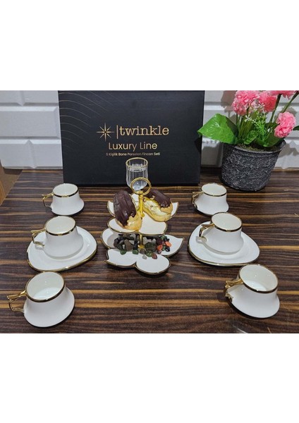 Luxury Gold Bone Porselen Kahve Fincan Takımı 03GLD01 modelleri