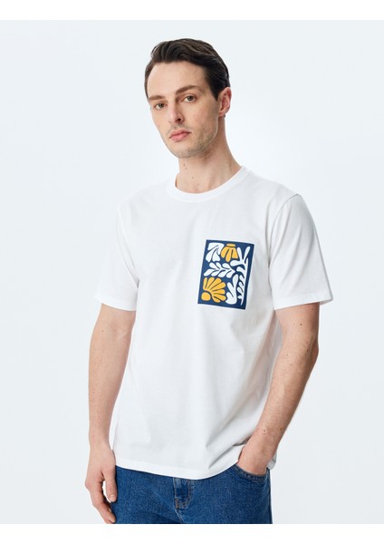 Regular Fit Bisiklet Yaka Kısa Kollu Pamuklu Baskılı Tişört