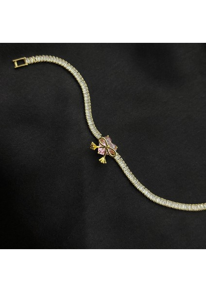 Gold Renk Kalpli Pembe Fiyonk Bileklik modelleri