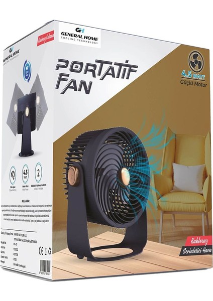 Taşınabilir Masaüstü Fan PF75-76 Siyah Hafif ve Şık Serinlik Sağlar