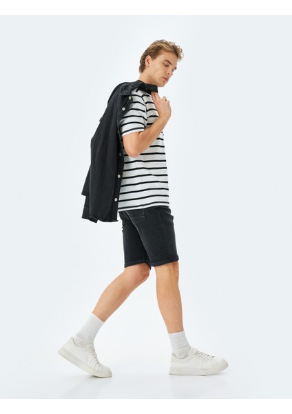 Normal Bel 5 Cepli Slim Fit Jean Şort